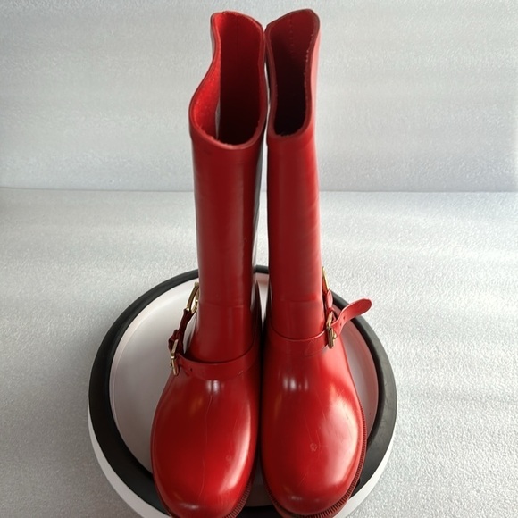 Kids Ralph Lauren Rainboots Tall 13 Equestrian Outdoor Fall Spring Winter Gold - Picture 11 of 12